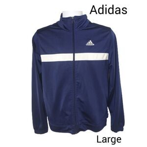 Adidas Adult Jacket Large Blue White Athletic Sports Vintage Jacket
